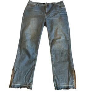 Boden The Salisbury Side Slit Jean Distressed Frayed Hem Size 14L Boho Retro